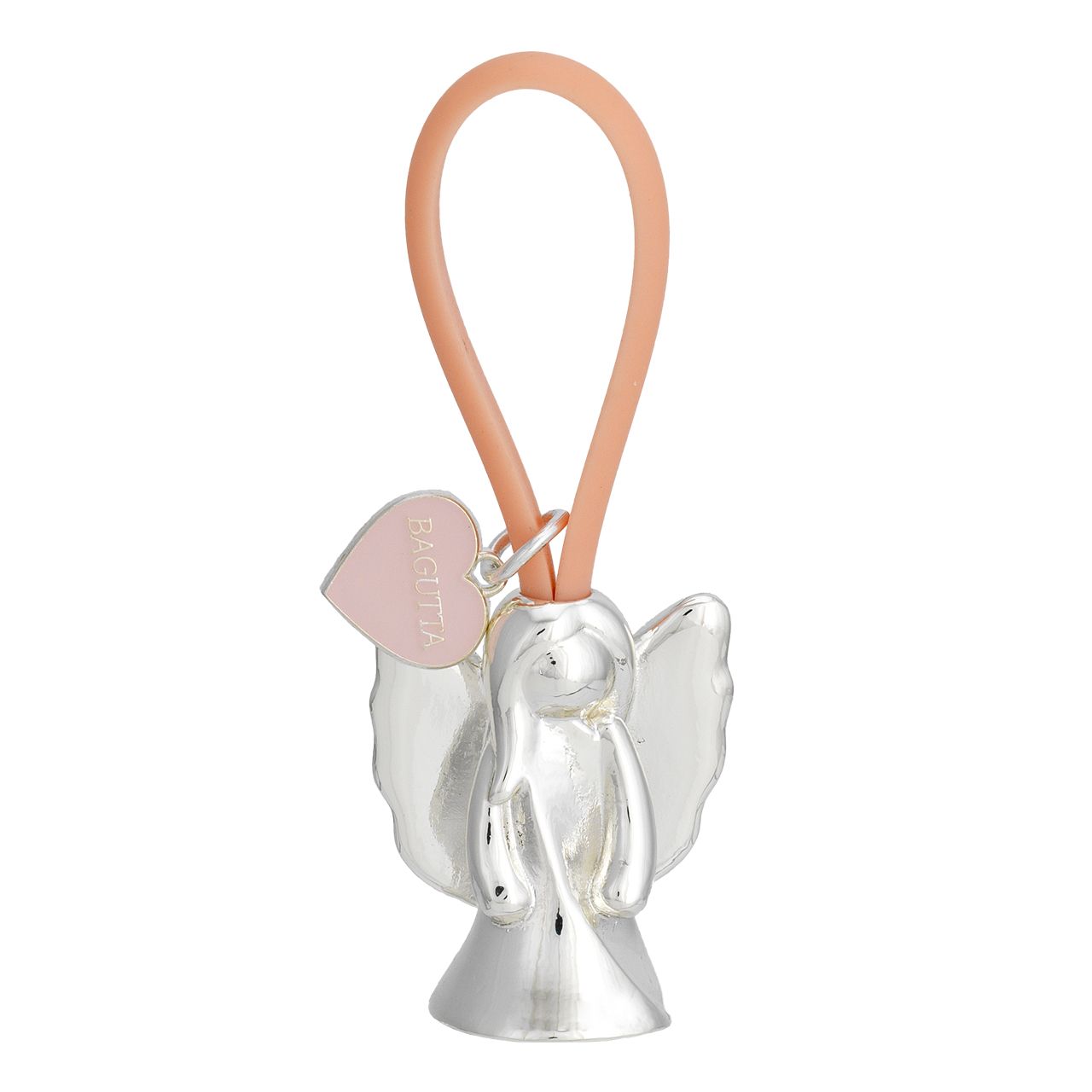 PORTACHIAVI ANGELO 2 SILVER PLATED GANCIO IN SILICONE ROSA